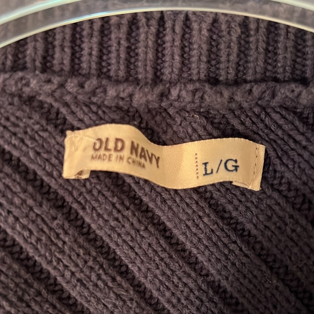 Old Navy Blue Crew Neck Sweater Ribbed Knit - Picture 3 of 3